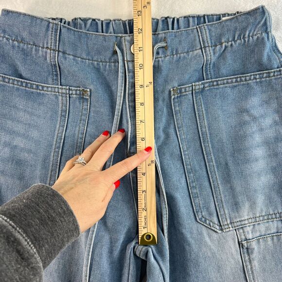 Blue Ankle Cropped Jeans with High Waist and Tapered Legs - Picture 12 of 15